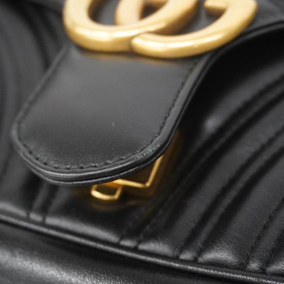 Gucci Shoulder Bag GG Marmont 443497 Leather Black Women's - Picture 8 of 13